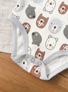 4 PCS Infant Boy Girl 0-12 Months Casual Short Sleeves Cute Cartoon Baby Bodysuits Four Seasons