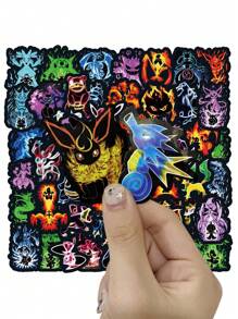 pokemon 50pcs Pokemon Cartoon Graffiti Stickers, Decorative Stickers For Scrapbooking, Gifts, Student Handmade Materials, Waterproof Stickers For Car, Luggage, Cup, Stationery