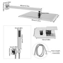 YUNRUX Shower System 30x30cm, Shower Fitting Complete Set Silver Concealed 360° Rain Shower For Houses, Hotels, Schools, Gyms, Swimming Pools, Apartments (Silver)