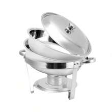 6 Liter Speisewärmer Runde Heizschale Edelstahl Buffetwärmer Suppenwärmer Bain-Marie Speisewärmer für Restaurants, Cafeterias und Schulen (Silber)