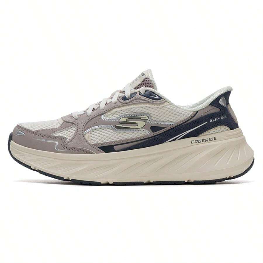 Skechers 休闲一脚蹬鞋,科技轻便透气女鞋,适合室内外,150650-OFNV - 白色褐色 - 查看 1