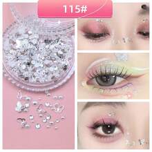 面部宝石和珍珠花蝴蝶化妆、节日珠宝、发饰、水钻贴纸适用于面部、眼部、指甲、化妆工艺品、身体 - 彩色 - 查看 10