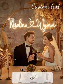 1pc Customized Personalised Dimmable Neon Sign, Custom Led Neon Sign Room Decor, Personalized Wedding Neon Sign Valentine's Day Gift ,Festival Neon Sign Home Decoration Wedding Backdrop USB Power, Romantic Home Decor, Perfect For Wall Decor