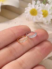 1 件 8 毫米镀金全 CZ 鼻环 - 20G 精致密镶鼻环，男女皆宜，防过敏螺旋鼻饰，闪亮简约鼻环 - HNR-39 - 查看 7