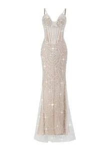 New Design Women's Bandeau Mermaid Silhouette Evening Gown - Khaki - View 2