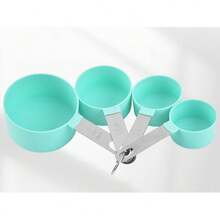 8 件量杯和量勺套装，塑料主体配不锈钢手柄量勺，烘焙工具组合带测量标记