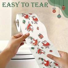 3/1 szt. rolki papieru toaletowego z nadrukiem świątecznym – biały papier, dekoracyjny wystrój domu z motywem Świętego Mikołaja, świąteczny prezent do kawiarni restauracyjnej