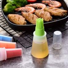1pc Portable Silicone Oil Bottle With Brush, Grill Oil Brush, Kitchen Oil Bottle, Outdoor Baking And Barbecue Brush, Silicone Oil Brush With Dust Cover, Coating Tool For Outdoor Barbecue Picnic, Suitable For Home Kitchen, Convenient Oil Bottle With Brush, Heat Resistant, Essential Kitchen Accessory, Oil Bottle, Summer - Multicolor - View 12