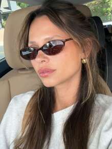 1PC Classic Vintage Hot Girl Style Popular Design Elegant Oval Plastic Small Frame Fashion Glasses,For Women-Tropical Beach Vacay,Street-Photography,Musical Festival Decoration Suitable For All Face Shapes,Summer Accessories Oval Shape Shades