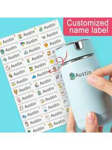1~198pcs Clear Name Labels Waterproof Vinyl - Cute Custom Stickers For Kids School Supplies/College Dorm Organization/Sports Gear, Reusable No-Iron ID Tags For Lunch Boxes/Water Bottles/Gym Bags, Daycare Camp Essentials Baby Toddler Gift Set,Art Activities For Children,Warm Ambience