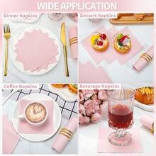 24 片装鸡尾酒餐巾 2 层甜点餐巾折叠 6.5 X 6.5 英寸一次性餐巾适用于晚宴婚礼生日派对新娘周年纪念招待会活动，适合婚礼、新年派对、节日派对（有多种颜色可供选择）