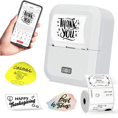  Marklife X2 标签机（带胶带）、无线标签机、无墨标签机（适用于服装、小型企业、蜡烛罐、衣服、储物箱、家庭使用）（黑白）