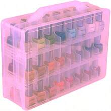 Nail Polish Tissue Box With 30 /48 Adjustable Compartments, Double-Sided Nail Polish Rack For Storage And Display, Acrylic Nail Polish Double-Door Display And Storage Box With Large Capacity, Wall-Mounted And Portable Shelves, Transparent Plastic Storage Rack That Can Be Hung On The Wall. Nail Salon, Home Nail Polish Storage Box. - Multicolor - View 2