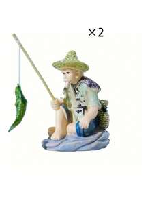 قطعة واحدة تمثال سمكة من الراتنج ، تمثال مصغر ذو موضوع خيالي للحديقة ، تمثال صياد غير كهربائي لديكور حمام السباحة والنباتات العصرية ، تمثال للوضع بجانب البركة ، ديكور ساكن، تمثال صياد بموضوع خيالي