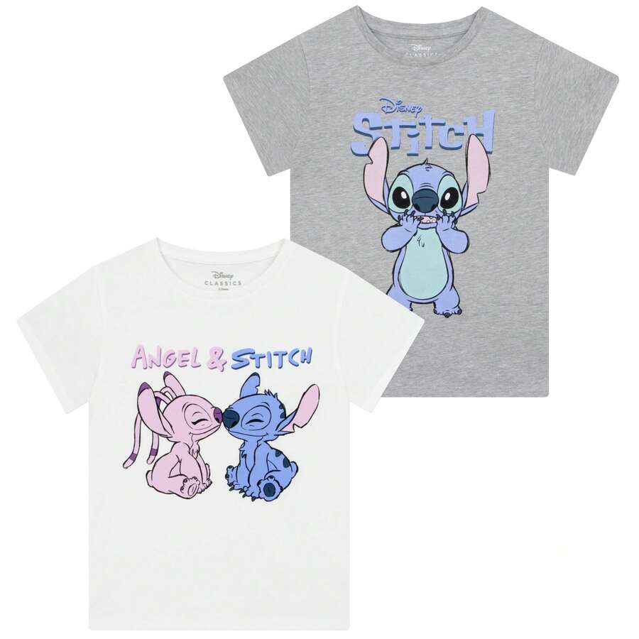 Disney Lilo & Stitch T-Shirts (2 Pack) | Stitch Girls' T-Shirt Set | Kids' Clothing Sets - Multicolor - View 1