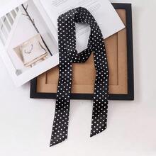 女士波点小丝巾一条，窄长款，尖角设计，韩式风格，用途广泛，可用于装饰包包、衬衫、丝带和飘带。适合连衣裙穿着。 - 小波點絲巾 - 查看 8