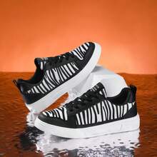 2025 New Zebra Print Women's Shoes - EVA Soft Sole Lace-Up Casual Sneakers, Chic Checkerboard Fashion Slip-On, Versatile Everyday Sports Plimsolls