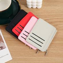 1pc Minimalist Zippered Bank Card Holder Credit Card Case With 8 Card Slots + 1 Coin Pocket Convenient ID/Card Wallet For Women Wallet Mini Wallet Purse Wallet