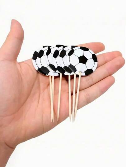 100pcs/Set Football Club Cup Theme Cake Toppers Picks Bamboo Fruit Skewers Party Decorations