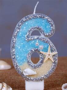 1pc Digital Candle, Beach Starfish Birthday Cake Shaped, Paired With Party Candles, Creates Summer Theme Ambiance - Multicolor - View 22