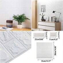 10片/5片/1片自粘3D墙贴泡沫防水墙纸适用于儿童房、客厅底部装饰防潮防撞适用于卧室、宿舍、出租屋、儿童房壁纸加厚防水防油适用于家居及卧室装饰、墙面装饰