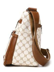 女士几何图案斜挎包，柔软皮革材质中年单肩包，新款春秋设计