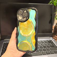Funda para teléfono 1 pieza PhoneX/ 11/ 12/ 13/ 14/ 15/ 16 Pro |   Funda para teléfono Wave |   Chicas y hombres lindos |   Impreso Con Rodajas De Limón Flotando Refrescante - transparente - Ver 4