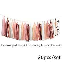 20pcs Party Background Decor Paper Tassel Fringes, Party Decorations Tassel Atmosphere Accessories, Suitable For Birthday Party, Wedding, Gender Reveal