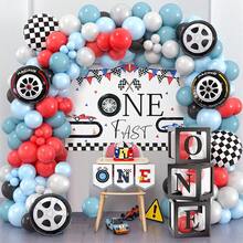 Two Fast Birthday Decorations Race Car Party Supplies For Racing Balloon Garland Arch Kit Blue Red White Latex Balloons And Wheel Checkered Foil Balloons 1 2 3 4 5 6 7 8 9 Years Old Birthday Decor - Color Mixing - View 3