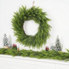 Couronne de pin de Norfolk pour la porte d'entrée, couronne de pin de Norfolk au toucher réel, couronne verte artificielle réaliste, décoration de vacances pour la décoration de la maison