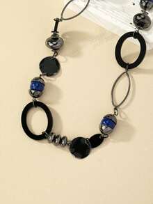 1pc Fashionable Retro Black Long Necklace, Suitable For Daily Wear - Black - View 3