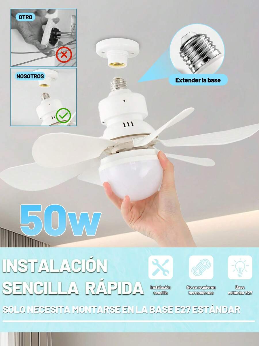 1 Piece Fan With Light  Lighting Suitable For Living Room Study Room Garage E27 Base 50W 5000LM Fan Light Adjustable Light With Remote Control