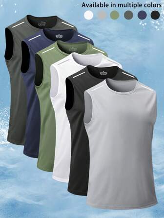 Herr Ärmlös Snabbtorkande T-shirt, Baskettränings-Fitnesslinne, Sommar