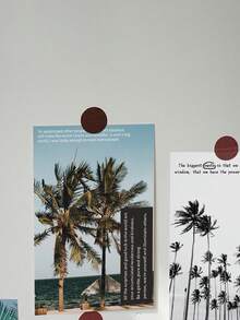 12pcs/Set (10pcs Decorative Cards + 2pcs Random Color Stickers) Minimalist Decorative Cards, Mini Posters For Home Decor, Artistic Self-Adhesive, Bedroom DIY Wall Stickers - Multicolor - View 5