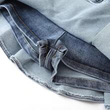 Little Girl's Denim Skirts Mini Flared Pleated Toddler Jean Skorts With Shorts Underneath - 藍色牛仔布 - 查看 3