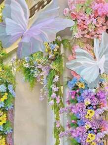 1 pieza Bandera decorativa grande de 50 cm de estilo bohemio con mariposa 3D de tela - Decoración artificial de flores románticas para bodas, hogar y exteriores - Se puede usar para Pascua, Acción de Gracias, Día de la Madre, cumpleaños. Para decoración de jardín, flores artificiales, decoración otoñal del hogar, plantas, flores falsas, plantas falsas, accesorios de dormitorio, decoraciones de boda, decoración de pared, accesorios de jardín, decoración del hogar para la sala de estar.