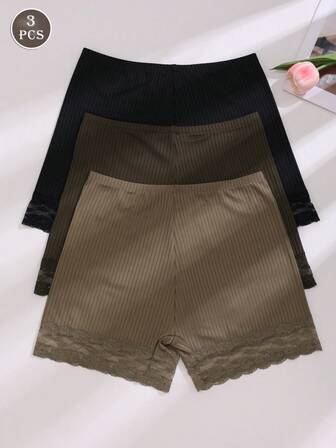 3 Pairs Women Ribbed Seamless Hipster Panties, Comfortable & Multicolor