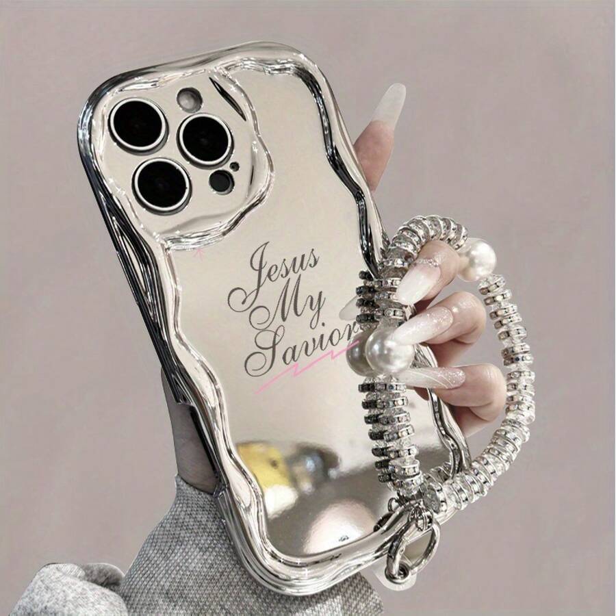 Funda para teléfono (1 unidad): Un teléfono con ondas electrochapadas y una cadena de perlas. Una funda protectora completa, resistente a golpes y caídas. Elegante accesorio compatible con las series 11, 12, 13, 14, 15, 16 Pro y Pro Plus. - Colores mixtos 2 - Ver 1