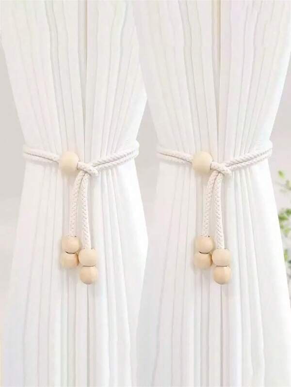 1 pezzo/2 pezzi Fermatende in stile bohémien con perline in legno e nappe, decorazione per la casa per soggiorno, camera da letto, cucina