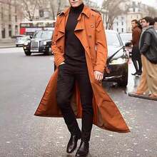 2025 Men's Mid-Length Windbreaker European And American Men's Long Coat - 卡其色 - 查看 4