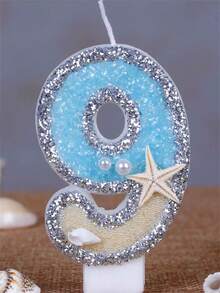 1pc Digital Candle, Beach Starfish Birthday Cake Shaped, Paired With Party Candles, Creates Summer Theme Ambiance - Multicolor - View 21