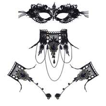 JEWELRYWE Women's Lace Masquerade Mask Set, Venetian Mask With Choker And Bracelet, Face Decoration, Suitable For Halloween/Cosplay/Stage Performance/Wedding Styling Accessories/Carnival/Theme Party - Kiểu 2 - Xem 2