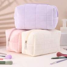 1pc Elegant Black & White Checkerboard Cosmetic Storage Box Dresser Desktop Organizer For Skin Care, Sundries & More - Space-Saving, Folding,Rectangular Design For Clothes & Toy Storage