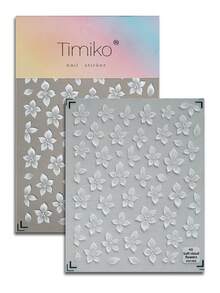 1 Conjunto de Adesivos de Unha em Formato de Flor Branca Translúcida de Cristal Puro, Estilo Fada Chinesa com Relevo 3D - Branco - Ver 9