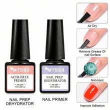 2Pcs 7ml Nail Dehydrator And Primer Gel Nail Polish Set, Acid Free Natural Nail Prep Dehydrator & Nail Primer, Bonding Primer For Acrylic Powder Nail Supplies Set, Without Acetone