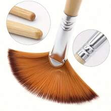 [Pennelli Morbidi] Set di 5 pennelli a ventaglio con setole in nylon morbide, con manico in legno a forma di zucca, ideale per pittura ad acrilico, ad acquarello, ad olio e a guazzo, perfetti per artisti, insegnanti, studenti, principianti, come regalo artistico, forniture scolastiche, rientro a scuola