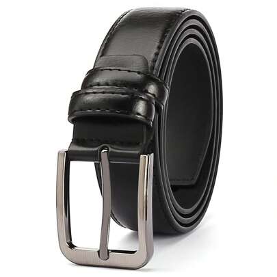 Men's Belt - Classic Black, Business Casual Style, Alloy Buckle, Suitable For Jeans And Work - Perfect Gift For Dad Or Husband, Single Fork Buckle, Formal Belt
