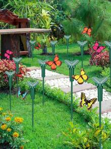 6pcs Simulated Solar Colorful Butterfly Garden Decoration Stakes, Outdoor Decorative Ground Plugs, Solar-Powered, Energy-Saving And , Battery-Free, Can Be Powered By No. 7 Batteries, Electric Hummingbird Decoration, Suitable For Landscape Decoration Of Gardens, Terraces, Manors, And Flower Beds