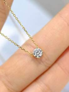 1 S925 Sterling Silver Moissanite Pendant Women's Necklace Temperament Fashion Everything Small Gift Belt Moissanite Certificate And Exquisite Packaging Box - Gold - View 4