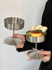 1pc Ins 风格不锈钢冰淇淋杯布丁杯高脚冰淇淋甜品杯冷饮果汁杯 - 彩色 - 查看 11